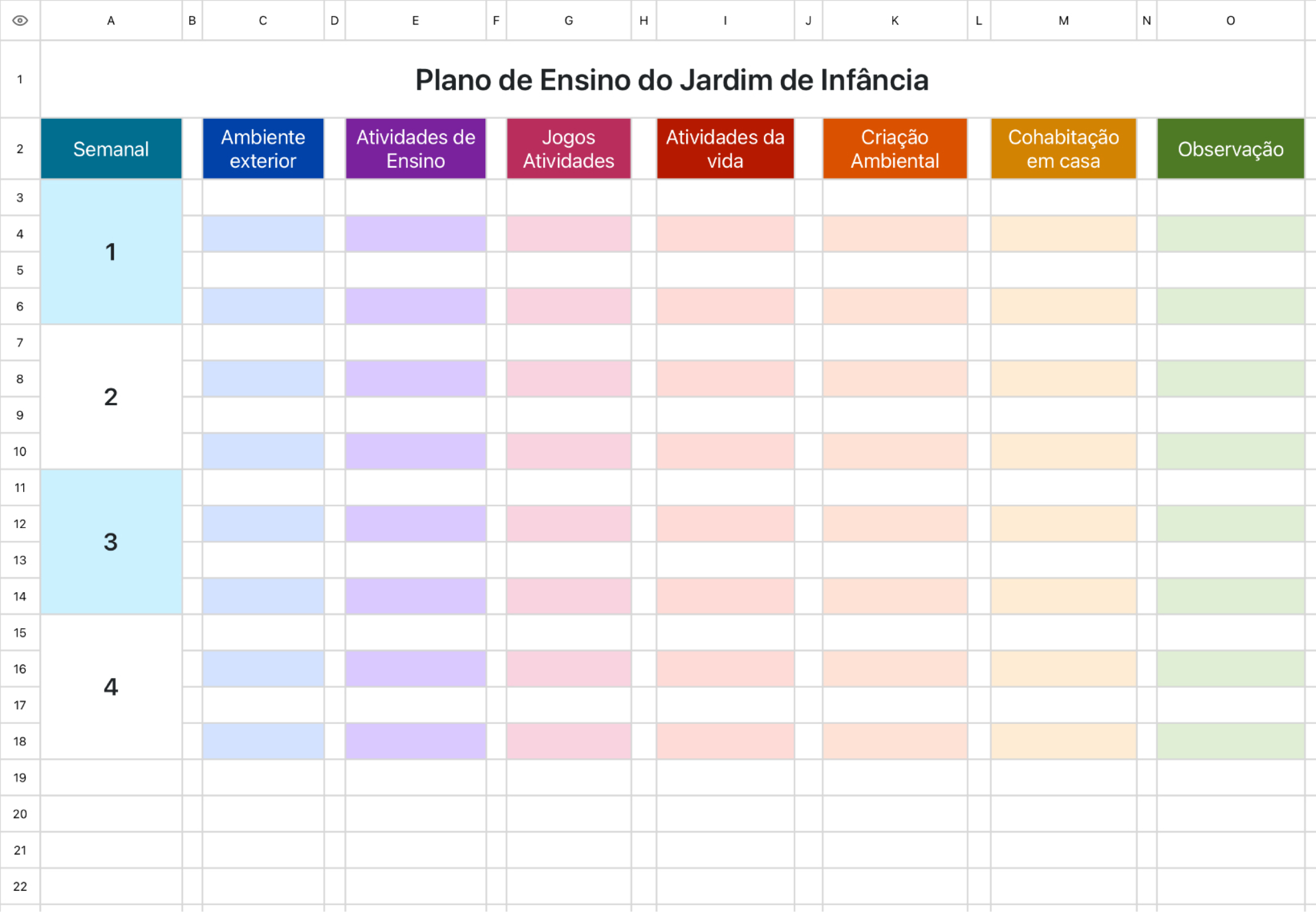 Plano de Ensino do Jardim de Infância 3